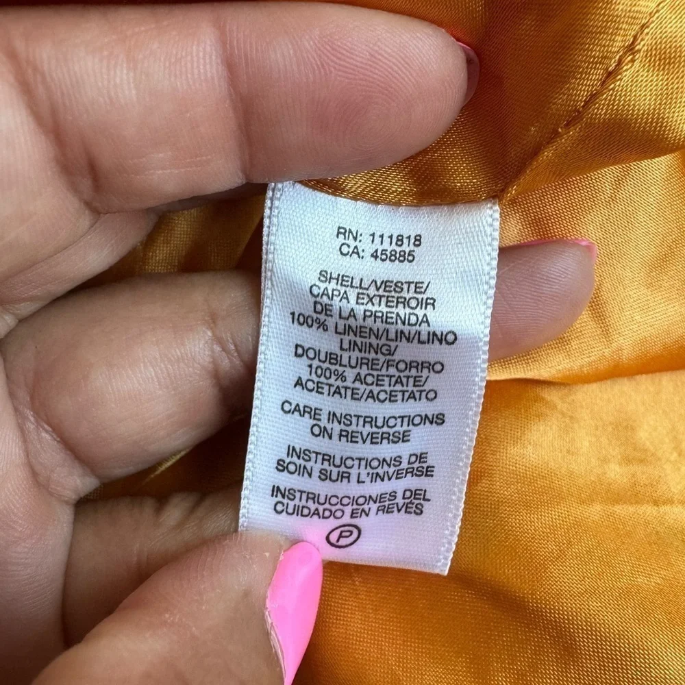 Michael Kors Yellow Linen Skirt Size 10 Eyelet Floral Hem Embroidered